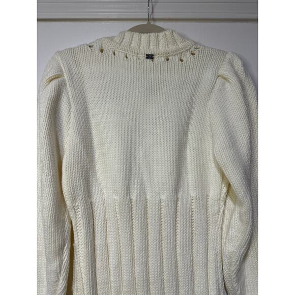 For Love & Lemons Jules Sweater Dress Cream Plus Size 1X NWT Ribbed Knit Fitted - Picture 12 of 16